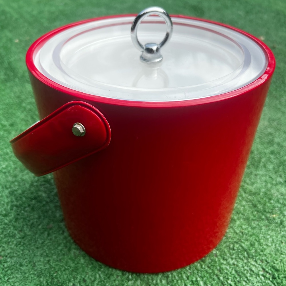 MCM Georges Briard Red Ice Bucket with Lid
